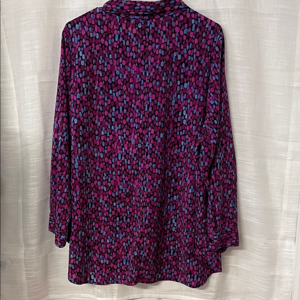 Catherines 1X Women's Purple and Blue Button-Down Shirt plus-size - Picture 2 of 5